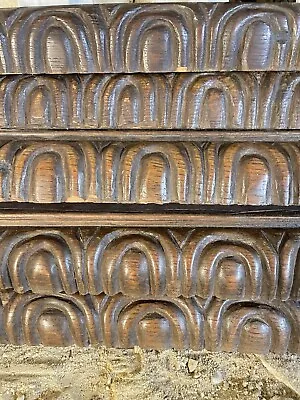 £9.99 • Buy Five 18th Century Carved Oak Rail Panels Scrolling Nulled Carving
