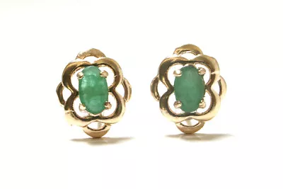 9ct Gold Emerald Studs Celtic Earrings Made In UK Gift Boxed Birthday Gift • £81.99