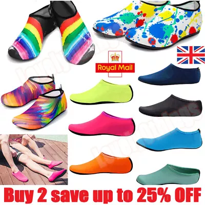 Kids Mens&Womens Water Beach Shoes Non-Slip Sea Swim Pool Wetsuits Aqua Socks/UK • £2.71