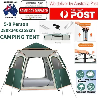 Camping Tent 5 Person Instant Pop Up Tent Party Beach Dome Shade Hiking Shelter • $89.69
