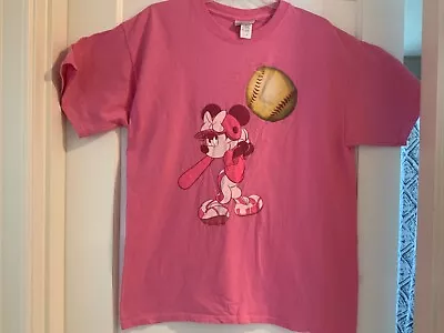 Disney  T-shirt Women’s Minnie Mouse PinkShort Sleeve Cotton Tee L • $15.99