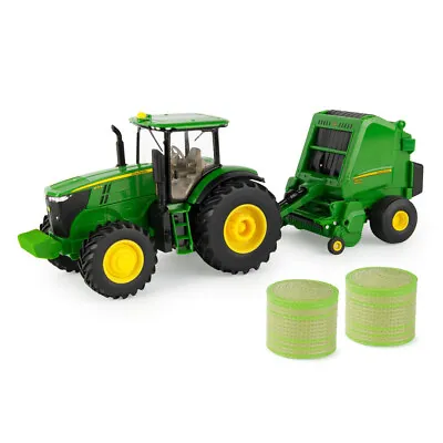 1:32 John Deere 7270R With 560R Round Baler Replica Toy • $59.95