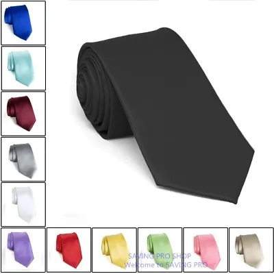 Men's Dress Tie Solid Color Classic Neck Tie 100% Silk Polyester Woven Necktie • $8.65