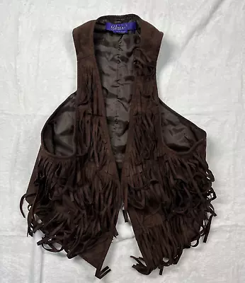 Miley Cyrus Fringe Bohemian Vest Brown Women's Size XL Max Azria VERY NICE • $24.99