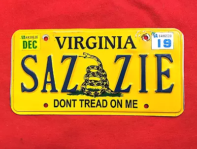 Virginia License Plate SAZ ZIE .... Expired / Crafts / Collect / Specialty • $25