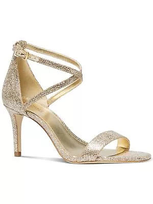 MICHAEL MICHAEL KORS Womens Gold Ankle-Strap Ava Kitten Heel Sandals Shoes 6 M • $48.99