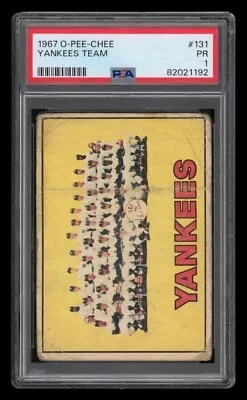 Hideous Opc Yankees Team 1967 O-pee-chee 131 Mantle Ford Graded Psa 1 Poor Tphlc • $139.90