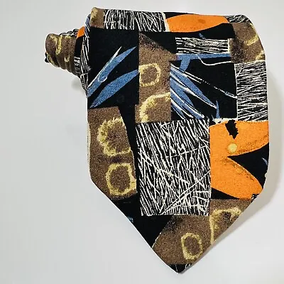 Hubert Milano Multicolor Abstract Fall Theme Long Silk Tie 61x3.75” • $18.50