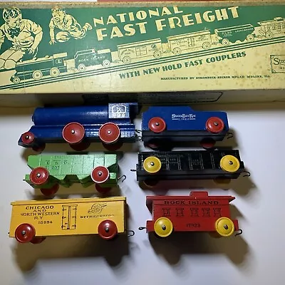 Vintage Strombeck Becker National Wood Train Set 6 Pc Original Excellent Cond • $99.99