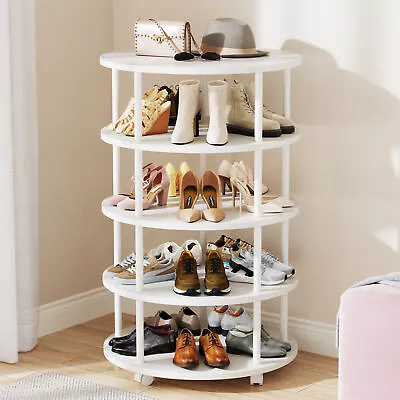 Tribesigns 360° Rotating Shoe Rack White Shoe Storage Organizer With Wheels • $100.08