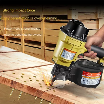 CN70B Roofing Coil Nailer 55mm Air Coil Framing Nail Gun Length 50m-70mm • £315.89