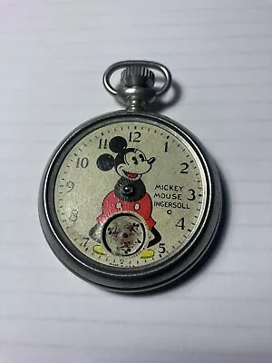 Mickey Mouse Ingersoll Pocket Watch 1930's Selling For Parts • $120