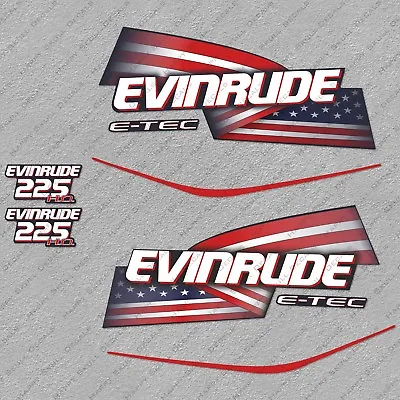 Evinrude 225 Hp ETEC High Output Outboard Engine Decals Sticker Set Reproduction • $67.49