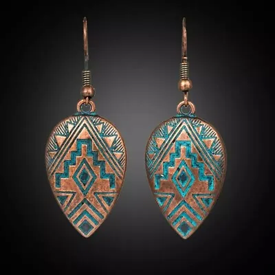 £4.99 • Buy Copper Turquoise Ethnic Boho Teardrop Earrings UK Seller