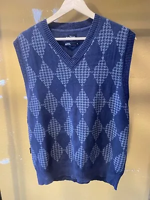 Vintage Marc Ecko Cut & Sew Men's M 100% Cotton Blue Checker Sweater Vest • $15.88