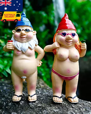 2pc Naked Gnomes Statues 4.7 Inch Naughty Garden Gnome Funny Statue Man & Woman • $13.99