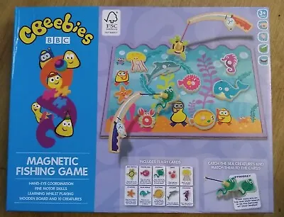 Magnetic Fishing Game. Cbeebies BBC. Wooden Board & Flash Cards. Age 3+ NEW Box • £10