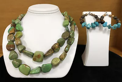 Lot Of 2 Jay King Mine Finds Green Turquoise Necklace And Earrings Ster Silver • $92.99