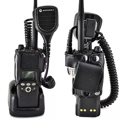 Motorola XTS2500 2 Way Radio Belt Clip Holder Fits In Charger Black Leather • $64.99