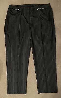 JD Williams Magisculpt Charcoal Stripe Tapered Leg Trousers Size 26 W45  L29  • £9.99