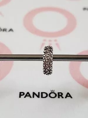 Genuine Pandora Silver Sparkly Pink Pavé Spacer Charm 925 ALE • £10