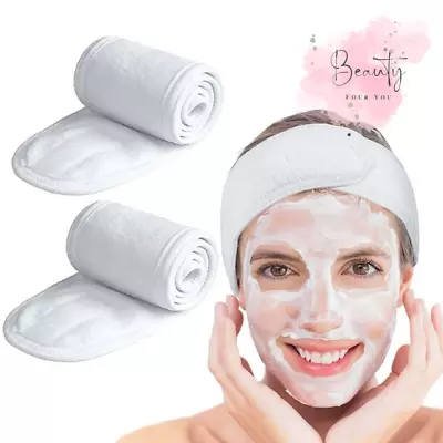 Spa Facial Cotton Wrap Headband Adjustable Elastic Makeup Hair UK • £3.25