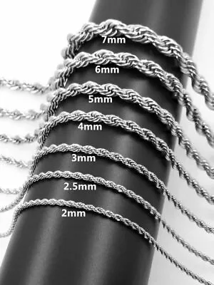 Wholesale 2mm 316L Stainless Steel Women Men Rope Chain Necklace 18-32''  • $5.95