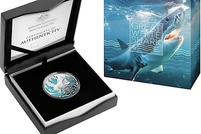 $299 • Buy 2022 $5 Great White Shark 1oz Coloured Silver Proof Coin  