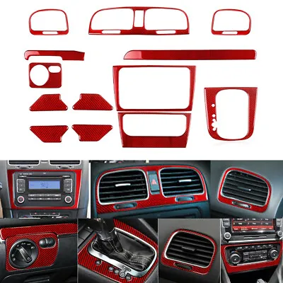 13Pcs Red Carbon Fiber Full Interior Dashboar Trim For VW Golf 6 MK6 GTI 08-12 • $51.29