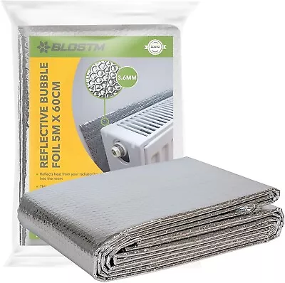 BLOSTM 5m Bubble Radiator Insulation Foil Energy Saving Heat Reflective Adhesive • £14.99