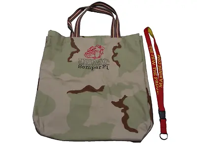 USMC - UNITED STATES MARINE CORPS - Large Camouflage Tote Bag And Red Lanyard! • $17.49