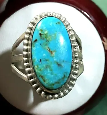 Vintage Southwestern Turquoise Ring Size 5.3/4 Coin Silver • $48