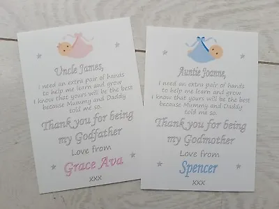 £1 • Buy Personalised Thank You For Being My Godmother Godfather Godparent Gift Card Baby