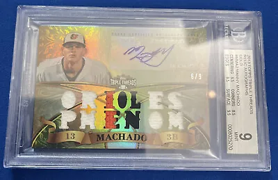 2013 MANNY MACHADO Topps Triple Threads Gold Autograph Rc #/9 BGS 9 10 Auto • $199.99