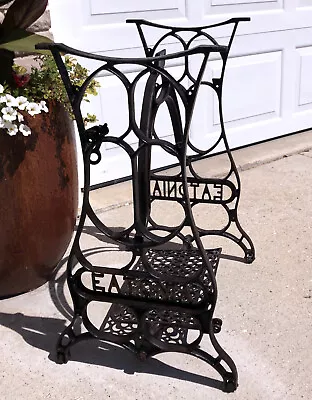 Antique EATONIA Industrial Treadle Base Cast Iron Legs Steampunk Workbench Table • $181.75