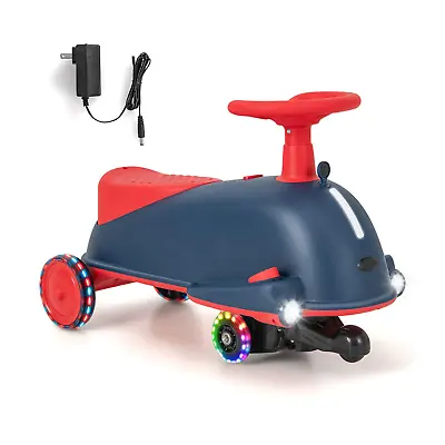 Kids Ride On Electric Wiggle Car With Music And Pedal 2-in-1 • £79.78