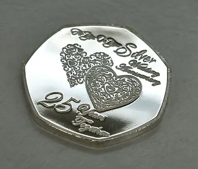 25th SILVER WEDDING ANNIVERSARY Fine Silver Commemorative. Gift/Present 25 Years • £7.99