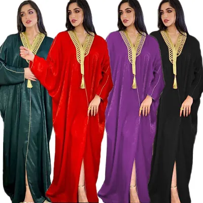 Abaya Dubai Kaftan Women Muslim Oversize Maxi Dress Moroccan Robe Batwing Caftan • $38.90