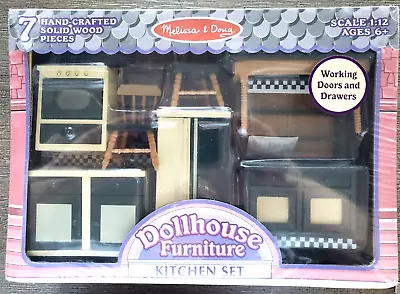 Melissa And Doug New Sealed 7 Pc Wood Kitchen Set Doll Furniture Working Drawers • $23.16