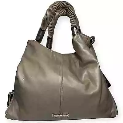 Michael Kors Collection Fumo Taupe Light Gray Tonne Shoulder Braided Hand Bag • $350