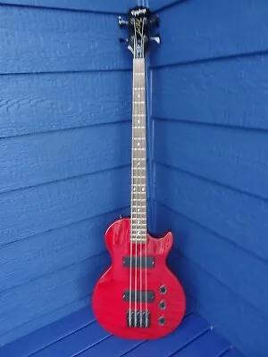 Epiphone Les Paul Special Bass Guitar Transparent Red And Case.  • $225