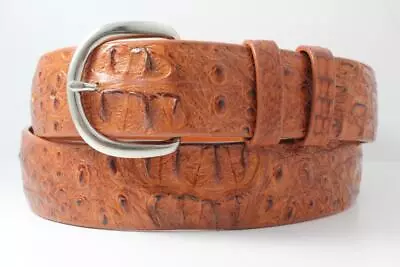 Genuine Caiman Hornback Cognac Crocodile Leather Belt (Made In U.S.A) • $150