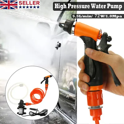 Portable 12V Car High Pressure Washer Water Pump Kit Jet Wash Cleaner Hose NEW • £14.89