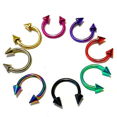 Horseshoe Ring Spike 16g 8mm 5/16  8pcs Mix Lot  Hoop Circular Lip Nose Ear • $39.99