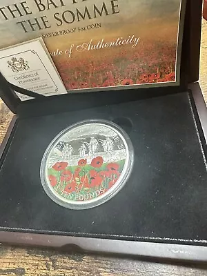 GUERNSEY: 2016 Battle Of Somme 5oz Fine Silver Coin • £149.99