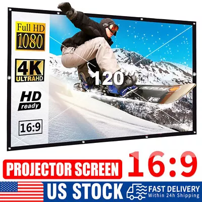 120 Inch Portable Foldable Projector Screen 16:9 HD Home Cinema Theater 3D Movie • $16.96