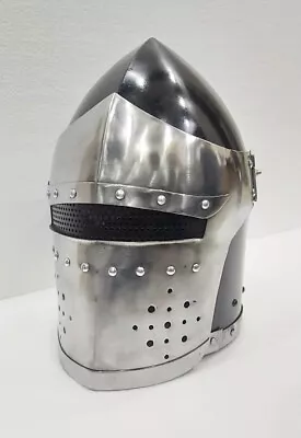 X-Man Black Barbuta Helmet Warrior Medieval Knight Helmet 18 Gauge • $79.99