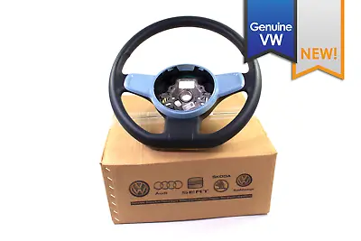 NEW Genuine VW Beetle Black Flat Bottom Steering Wheel Blue Trim 2012-15 • $49.95