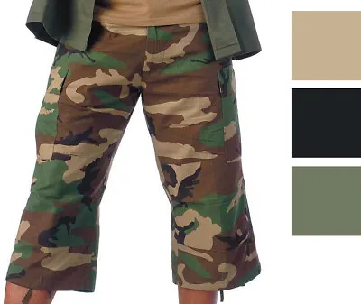 Camo Capris Long Cargo Shorts Military Army Fatigues Tactical 3/4 BDU Pants • $14.99