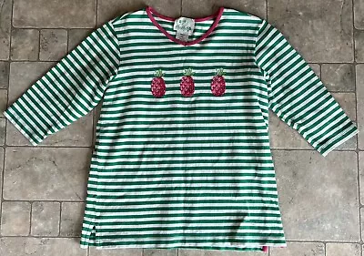 THE QUACKER FACTORY~Womens Size Small S Cotton Top/Pineapple Beads Pink/Green • $9.99